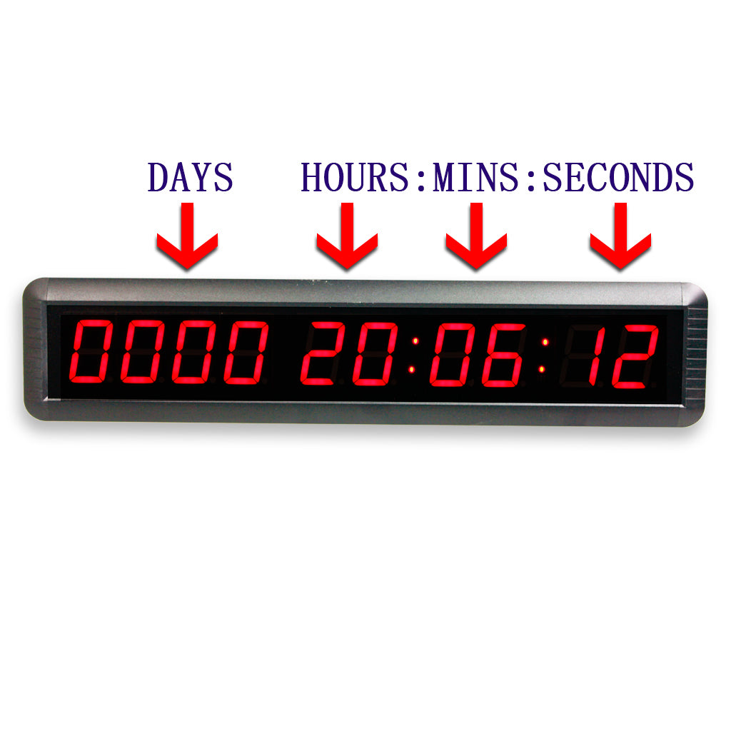 EU 1.8'' 10 digits LED Countdown Clock dddd hh:mm:ss Days Hours Minutes and Seconds