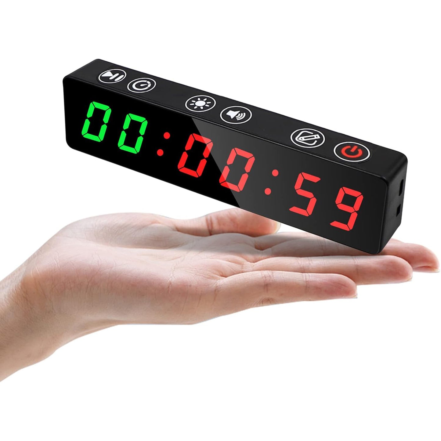 Gym Timer, Portable, Interval Timer with Rechargeable Battery and Built-in Magnet, LED Digital Anti Vertigo Display, Upgraded Workout Clock for Home Gym Garage Fitness