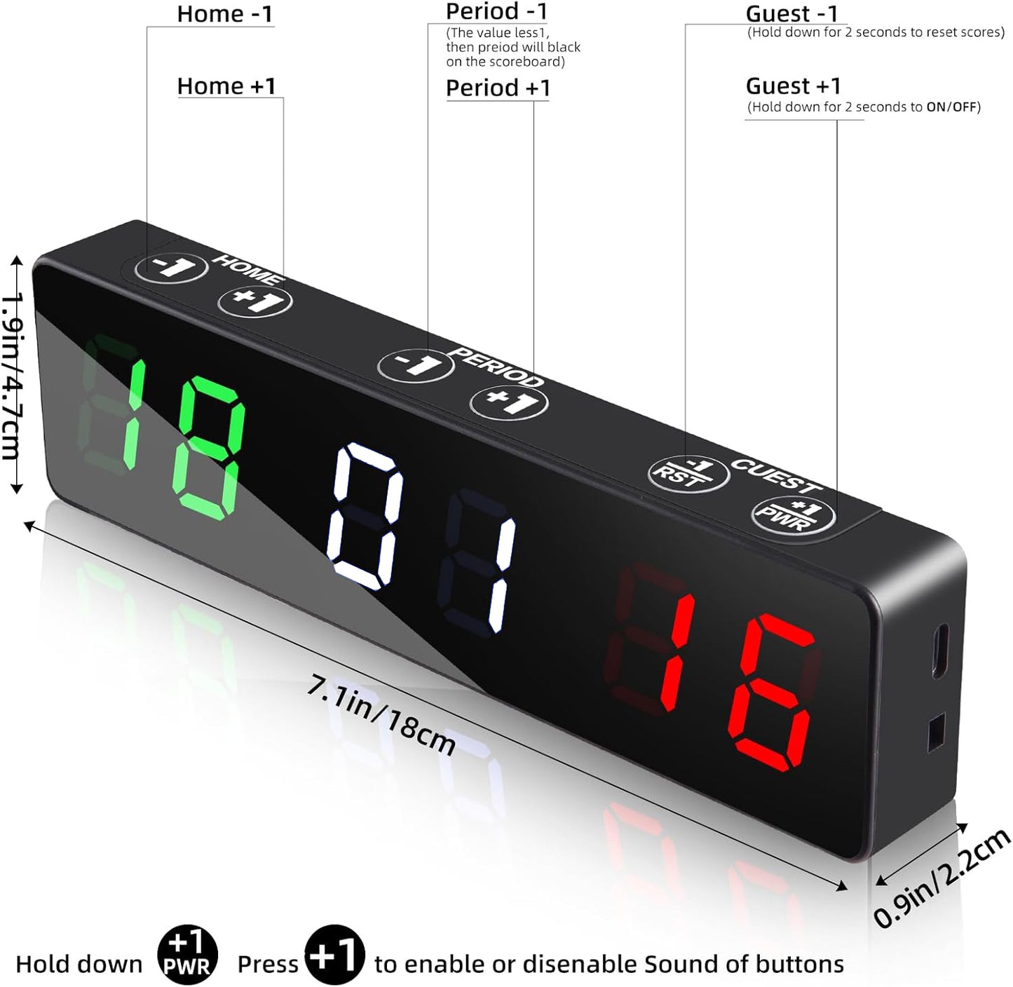 Mini Digital Scoreboard, Portable Magnetic Electronic Scoreboard Built in Rechargeable Battery for Indoor&Outdoor Games
