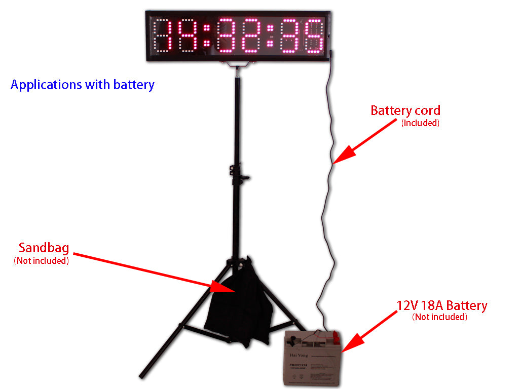 EU EU 4" 6 digits 7 Colors LED Race Timing Clock For Running Events With APP supported.