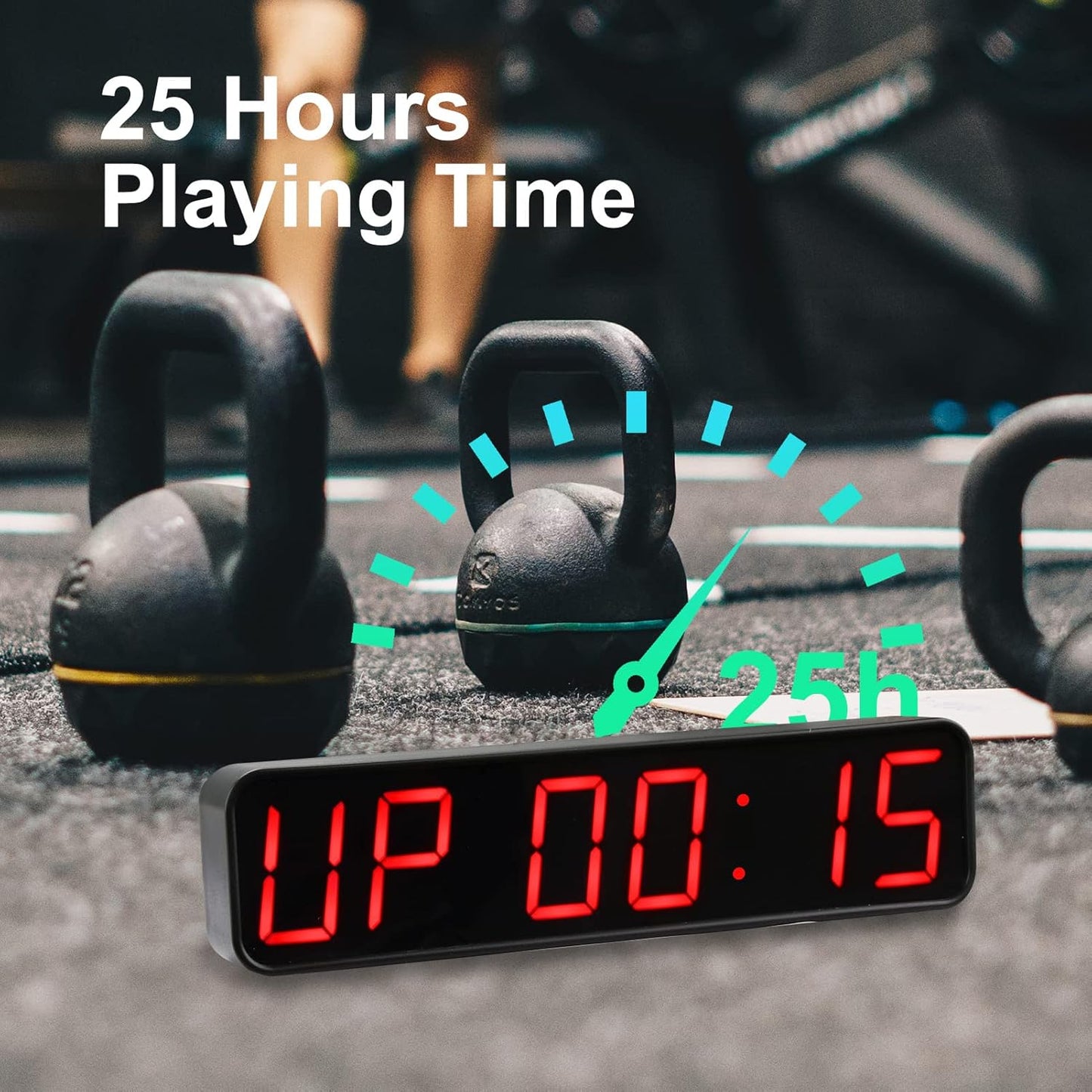 Gym Timer, Portable, Interval Timer with Rechargeable Battery and Built-in Magnet, LED Digital Anti Vertigo Display, Upgraded Workout Clock for Home Gym Garage Fitness