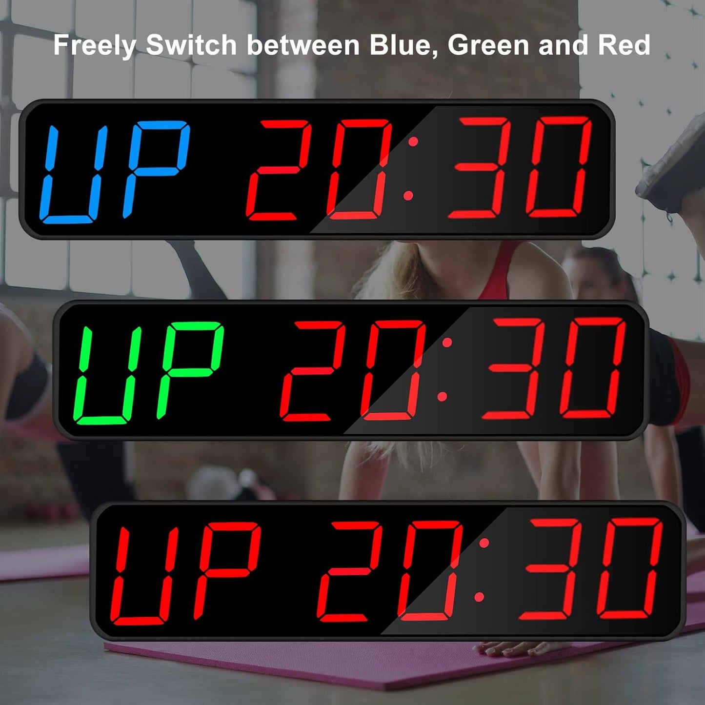 Gym Timer, Portable, Interval Timer with Rechargeable Battery and Built-in Magnet, LED Digital Anti Vertigo Display, Upgraded Workout Clock for Home Gym Garage Fitness